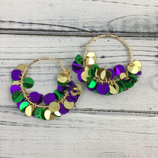 Mardi Gras Hoop Earrings