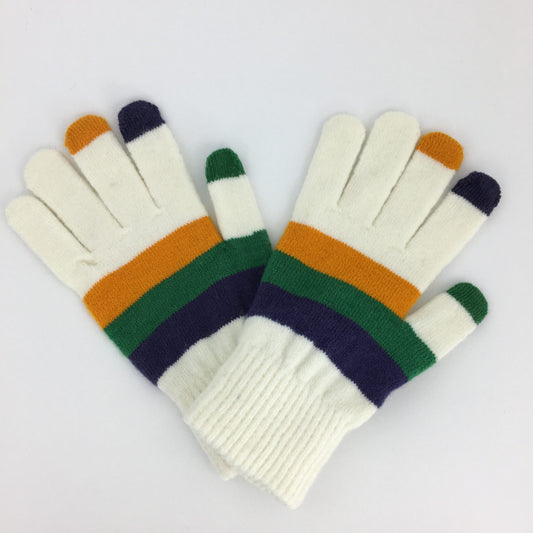 White Mardi Gras Touchscreen Gloves