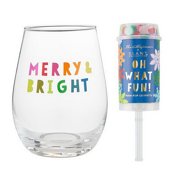 Merry & Bright Wine Glass & Popper Set