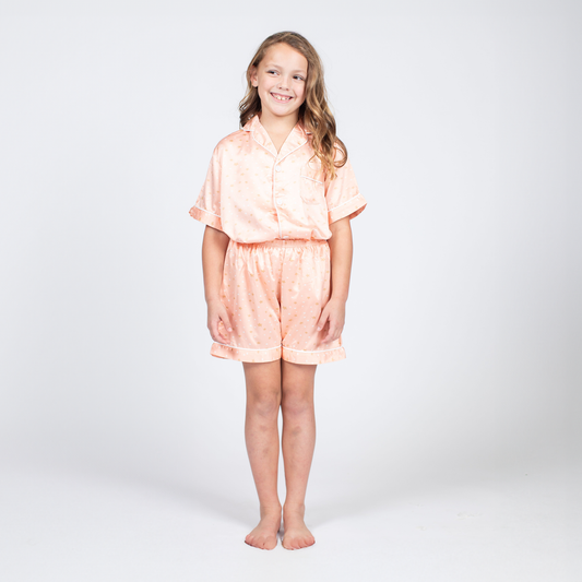 Kids Star Gazing Silky Satin Pajama Short Set