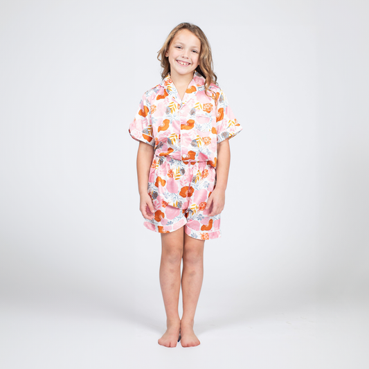 Kids Ophelia Silky Satin Pajama Short Set