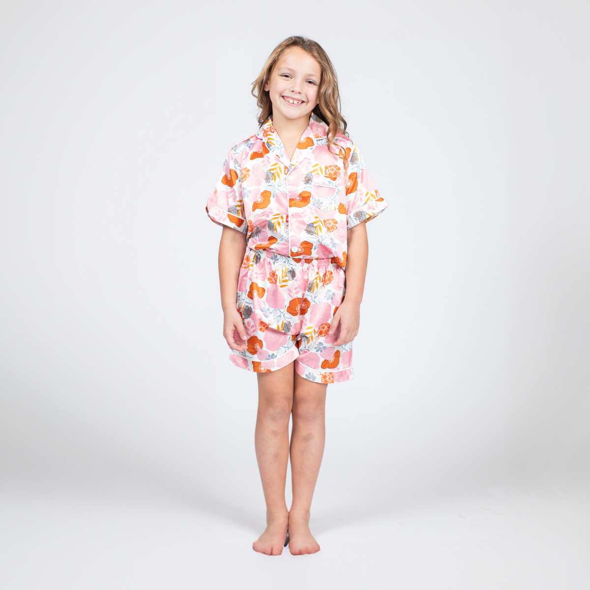 Kids Ophelia Silky Satin Pajama Short Set