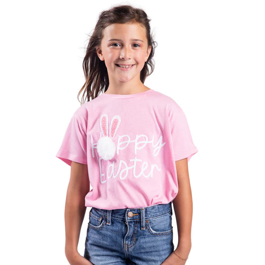 Kids Hoppy Easter Pink Crew Neck Shirt