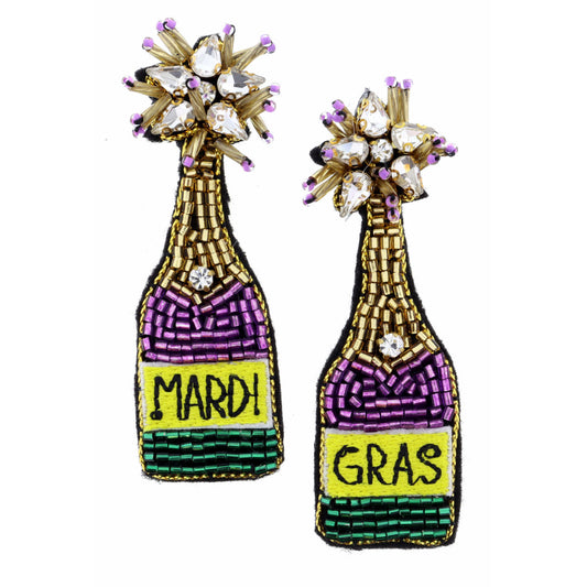 Mardi Gras Champagne Bottle Earrings