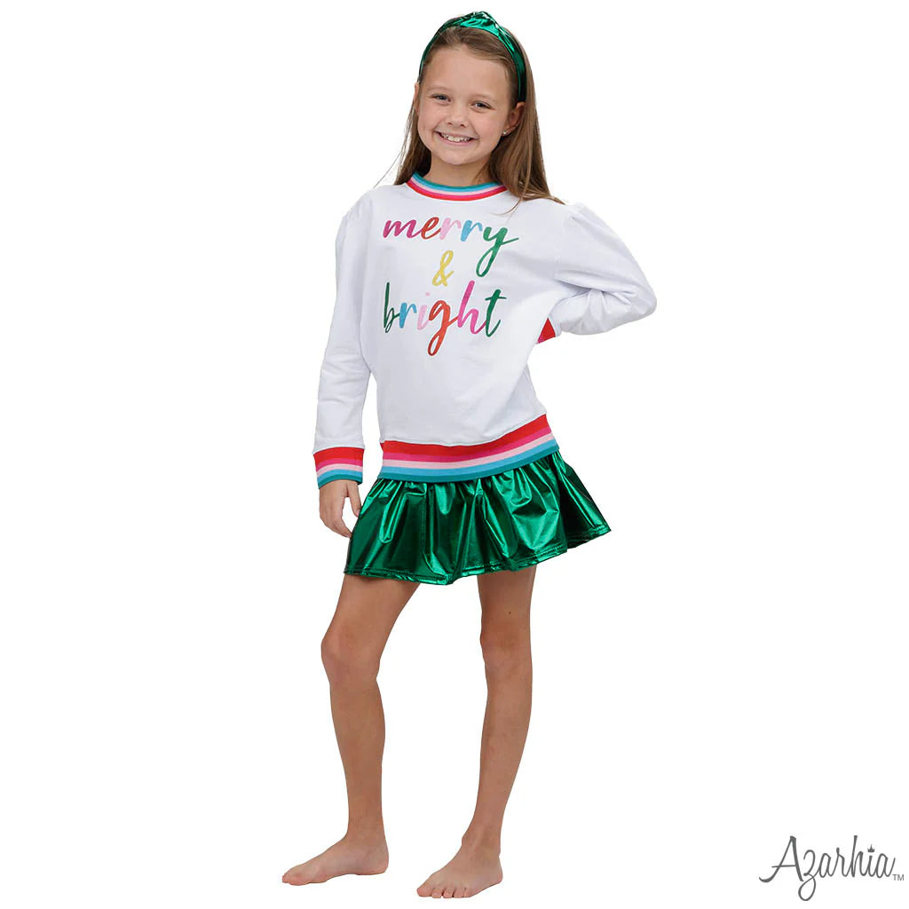 Holly White Sweatshirt Glitter Merry & Bright