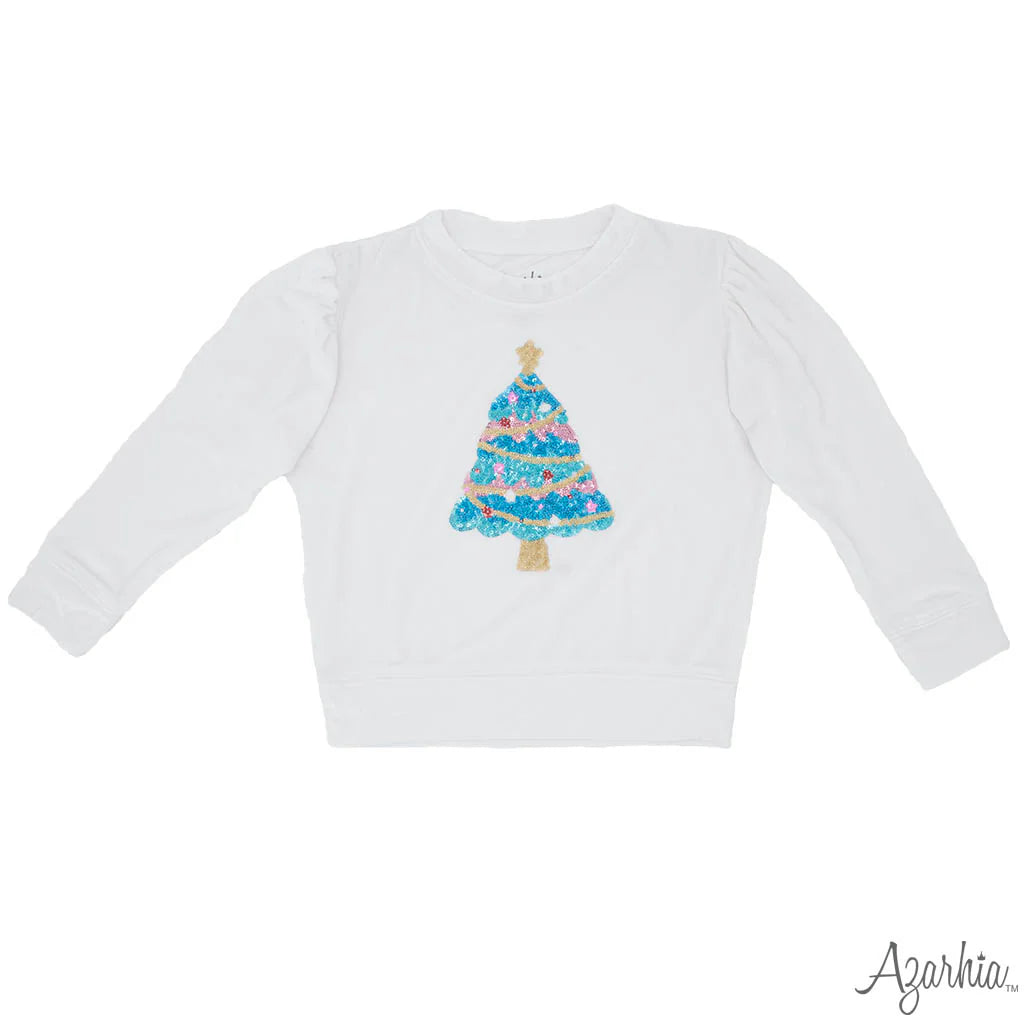 Velvet Holly Sweatshirt with sequin Christmas Tree