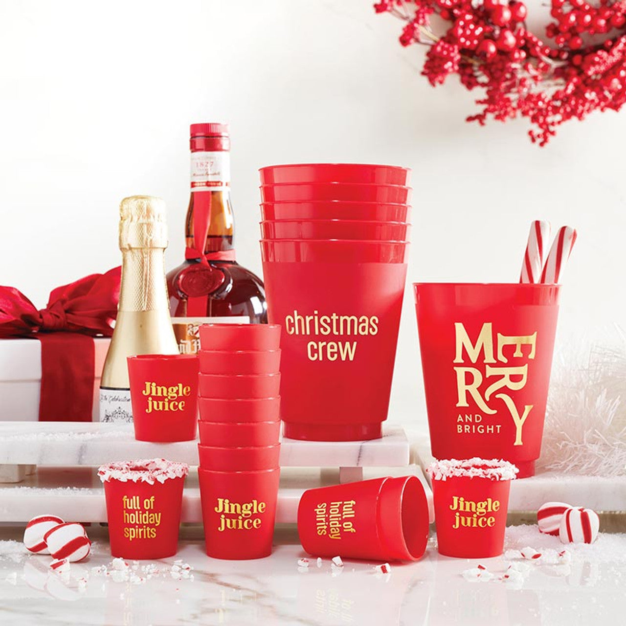 Merry and Bright Holiday Frost Cup - Set of 6