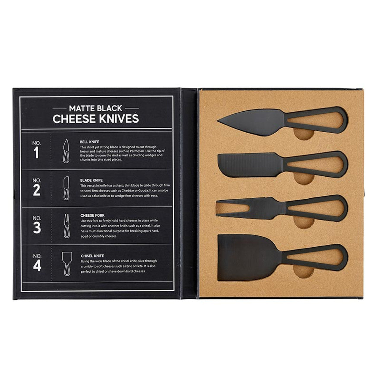 Matte Black Cheese Knives Book Box