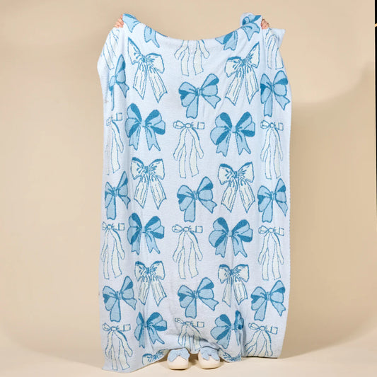 Blushing Bows Blue Cozy Dreams Luxe Blanket