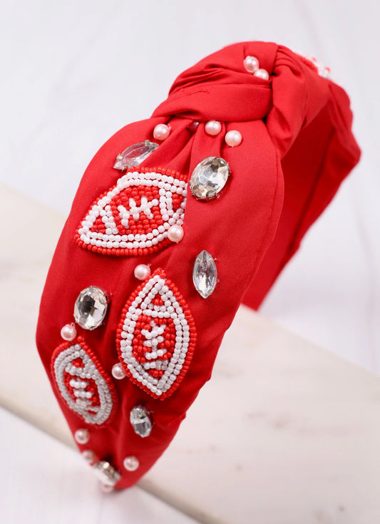 Red & White Football Headband