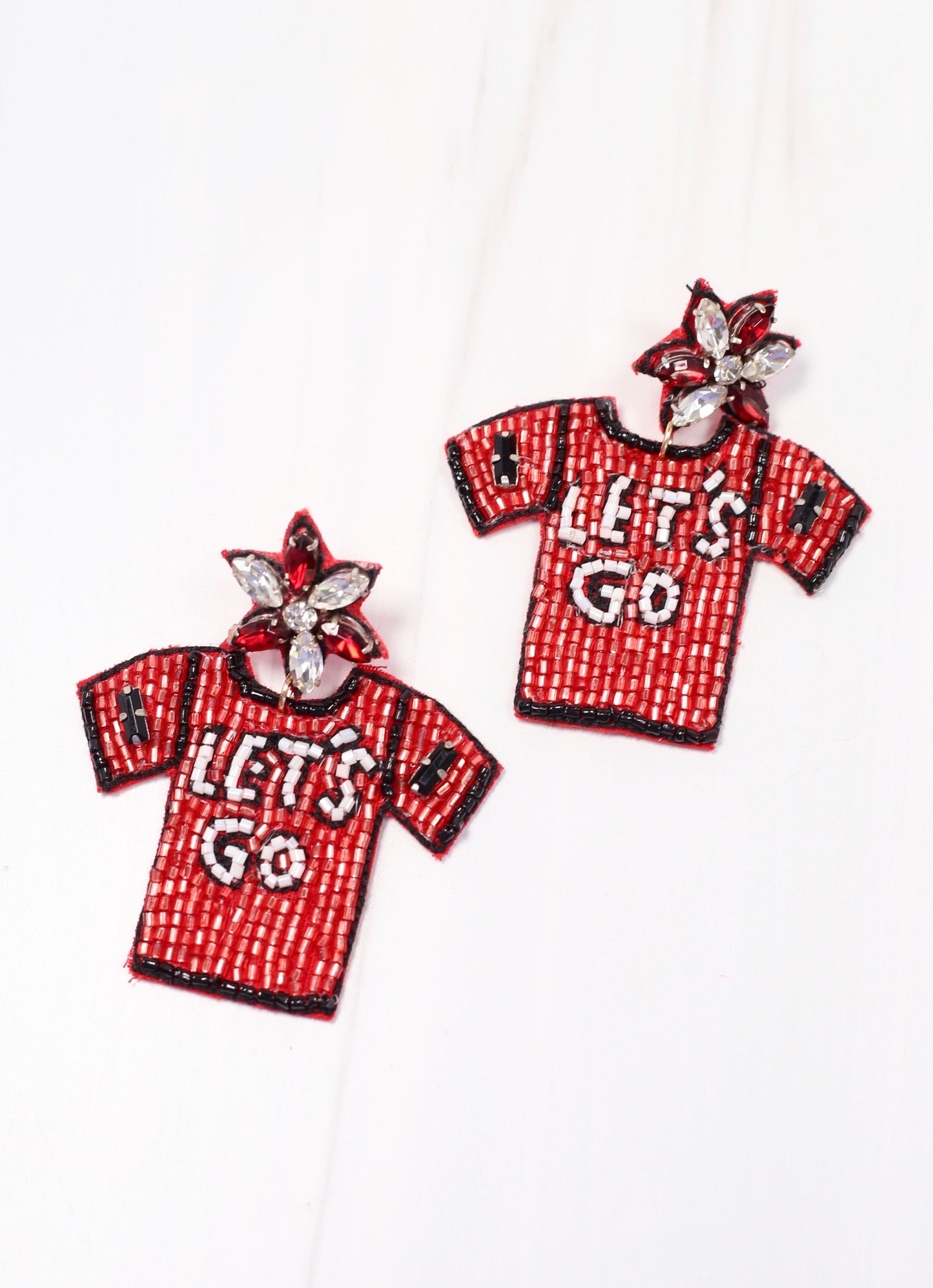 Red & Black Let’s Go Jersey Earrings