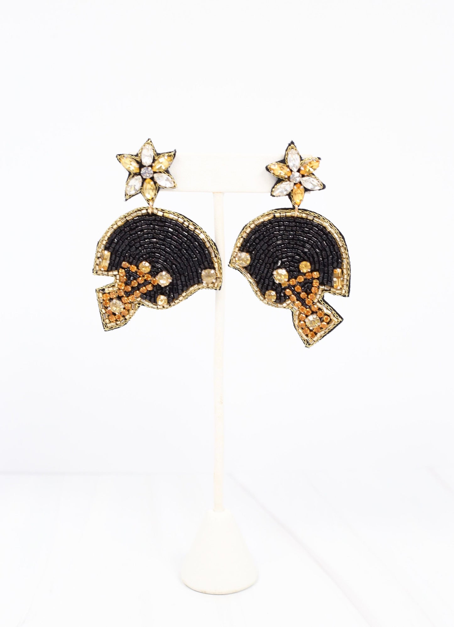 Black & Gold Football Helmet Earrings