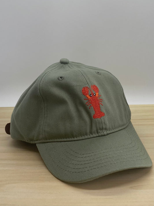 Green Hat with Embroidered Crawfish