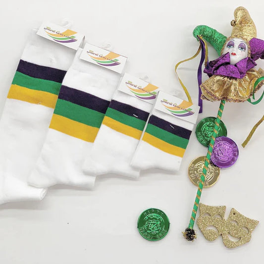 Mardi Gras Striped Socks