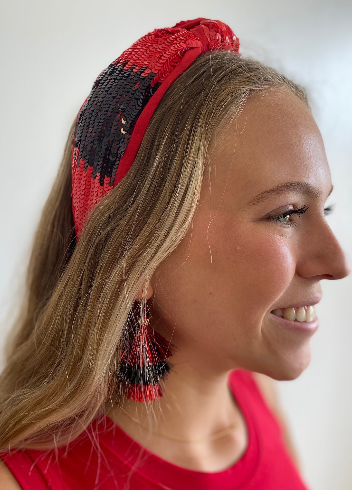 Red & Black Sequin Headband