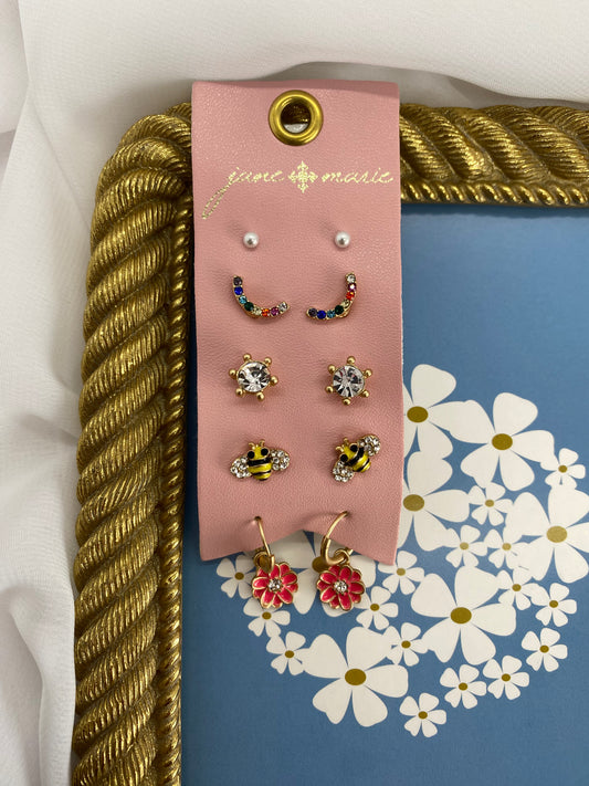 Bumble Bees & Flowers Earrings