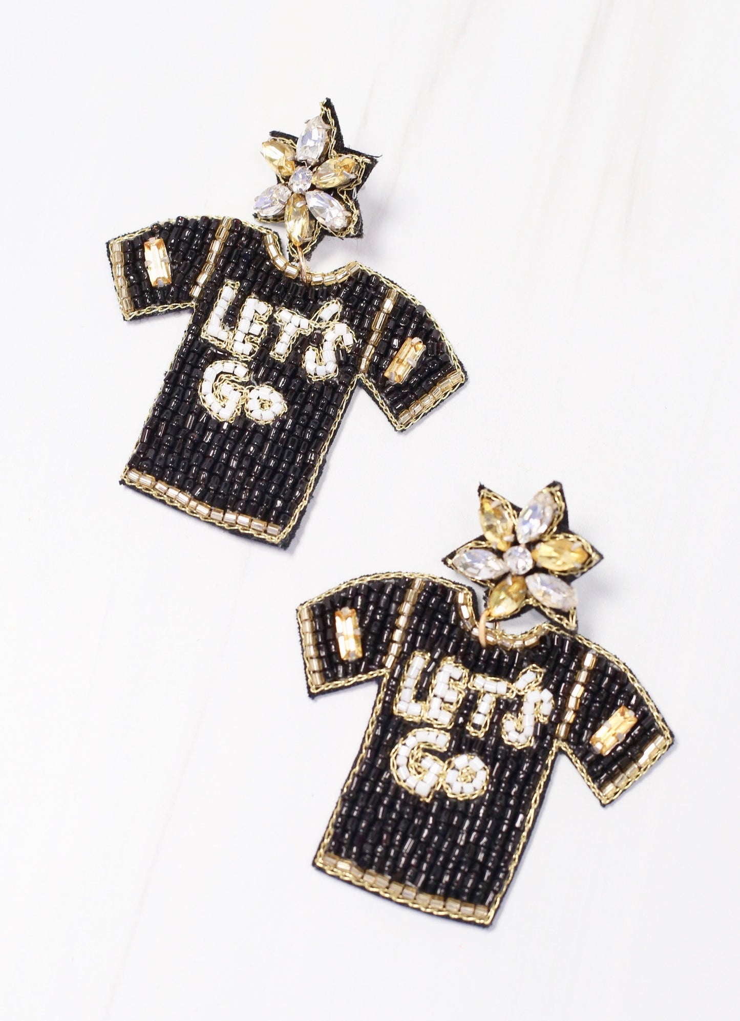 Black & Gold Let’s Go Jersey Earrings