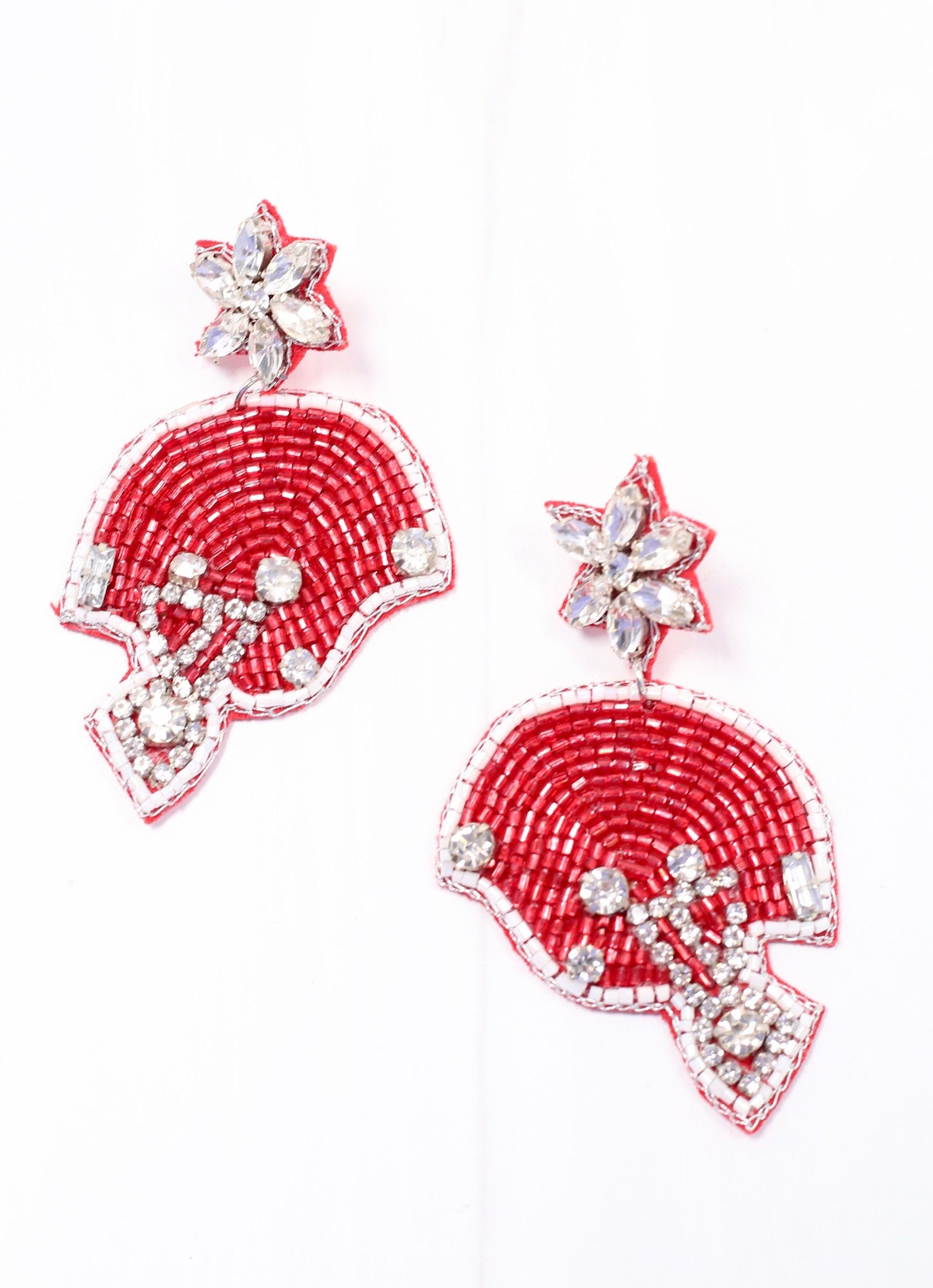 Red & White Football Helmet Earrings