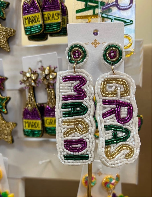 Mardi Gras Beaded Earrings