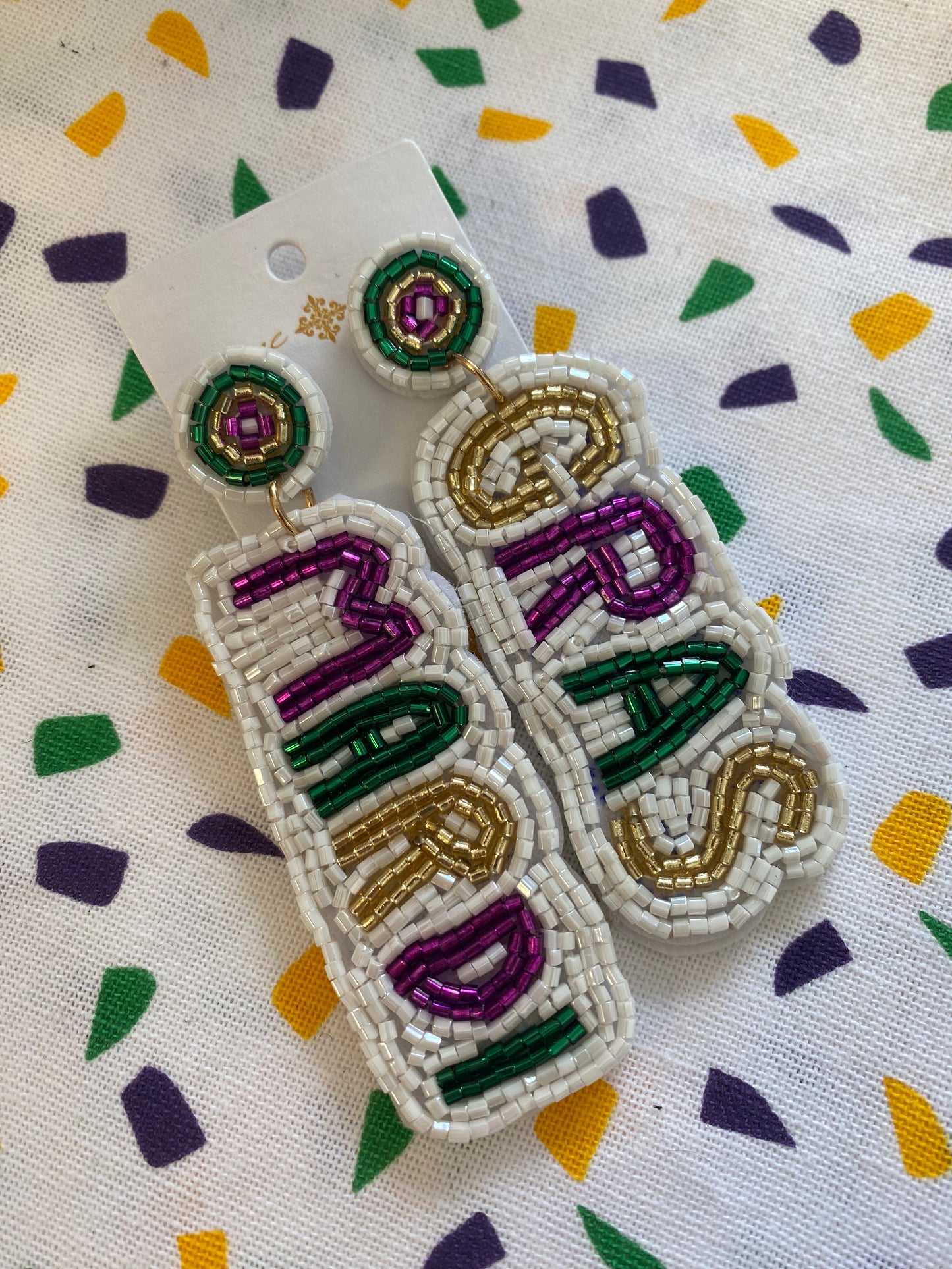 Mardi Gras Beaded Earrings