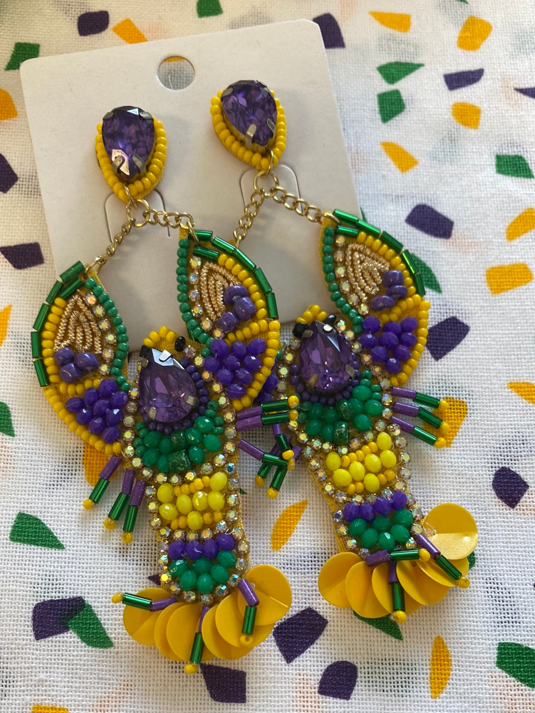 Mardi Gras Crawfish Earrings