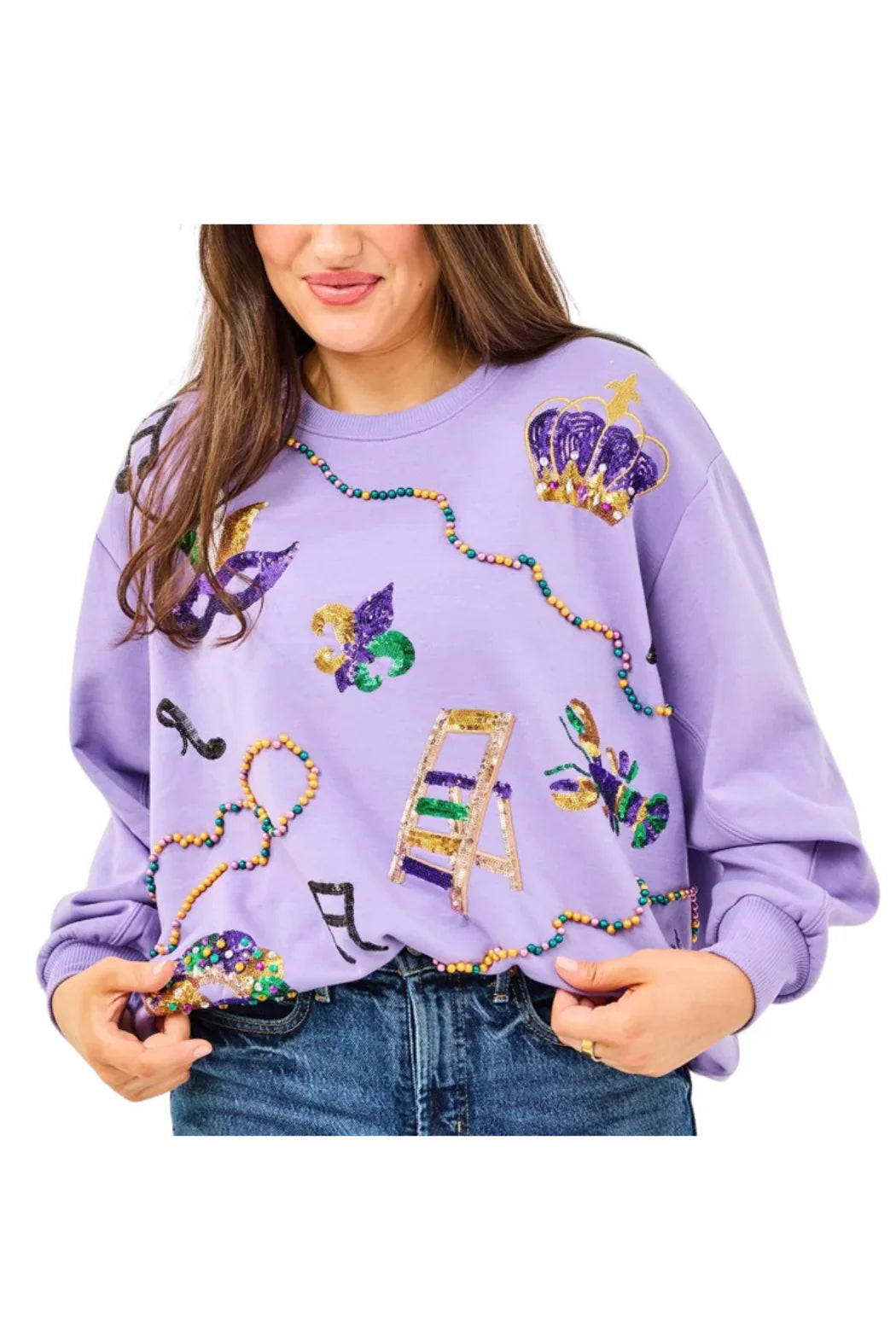 Mary Square Sarah Sweatshirt - Mardi Gras Icons - large