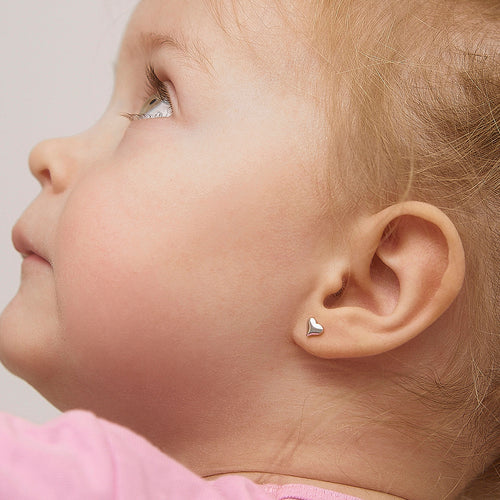 Classic Polished Heart Girl Earrings