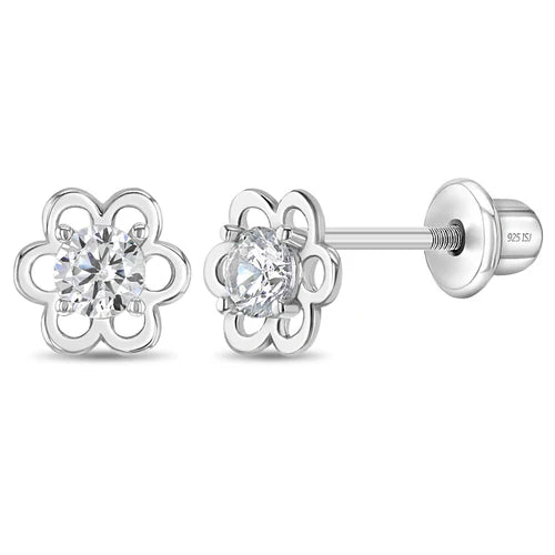 Fun Solitaire Flower Girl Earrings