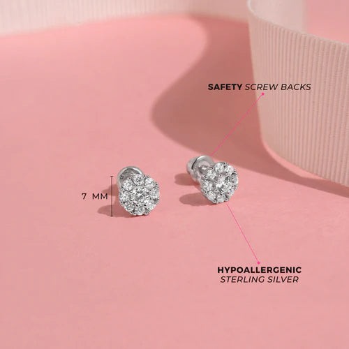 CZ Encircling Solitaire Girl Earrings