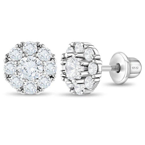 CZ Encircling Solitaire Girl Earrings