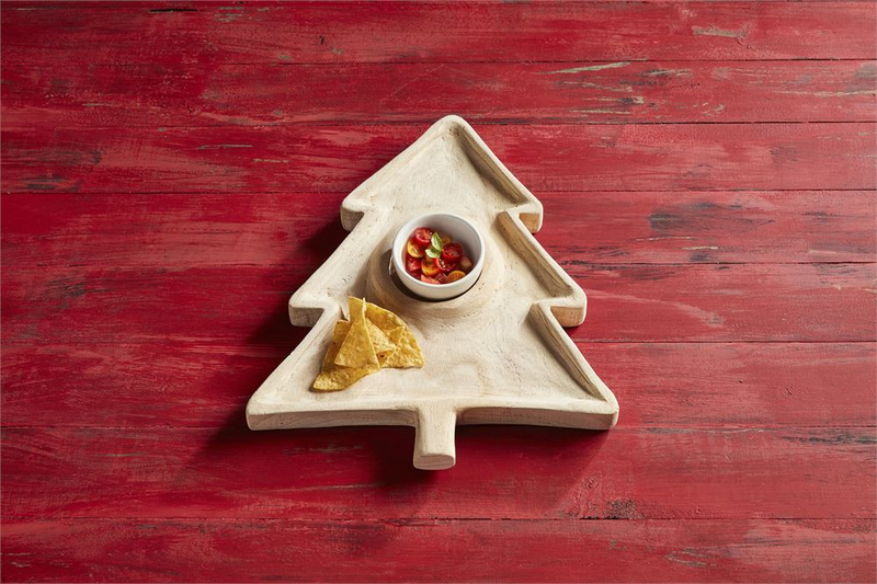 Wood Christmas Tree Chip And Dip Set