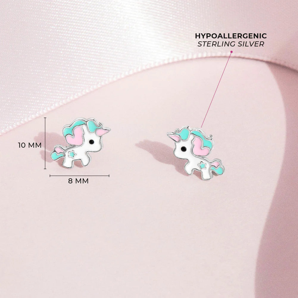 Pastel Enamel Unicorn Girl Earrings