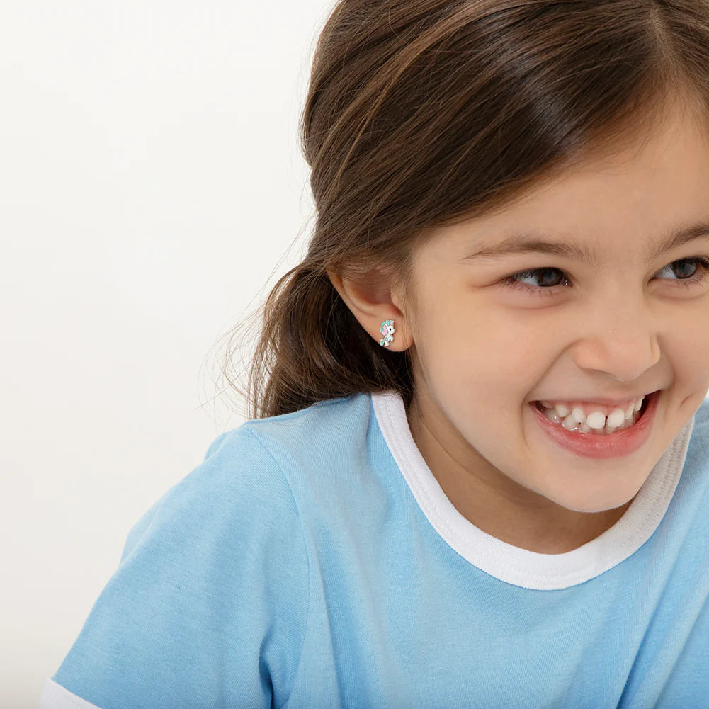 Pastel Enamel Unicorn Girl Earrings